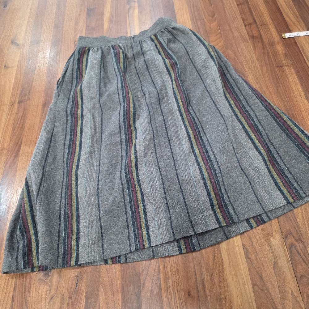Vintage Claude Wool Blend Gray Striped Women's Skirt Junior SIZE 11/12 - Picture 6 of 6